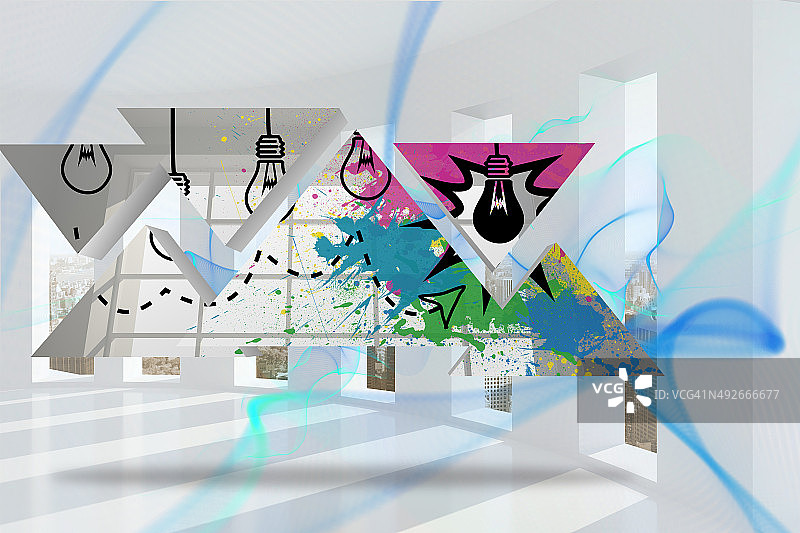 抽象屏幕上的灯泡合成图图片素材