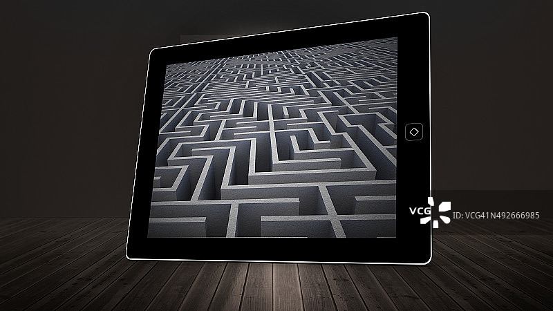 平板电脑屏幕上的迷宫合成图像图片素材
