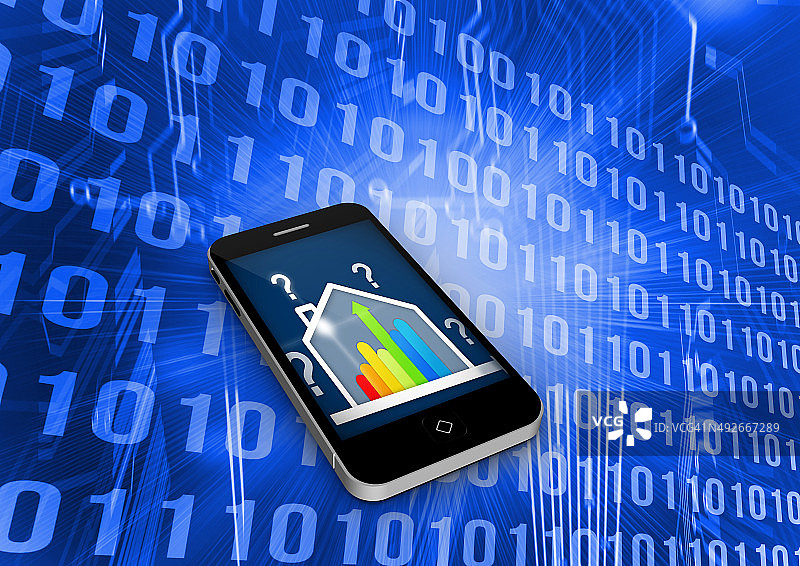 智能手机屏幕上的房屋评级合成图图片素材