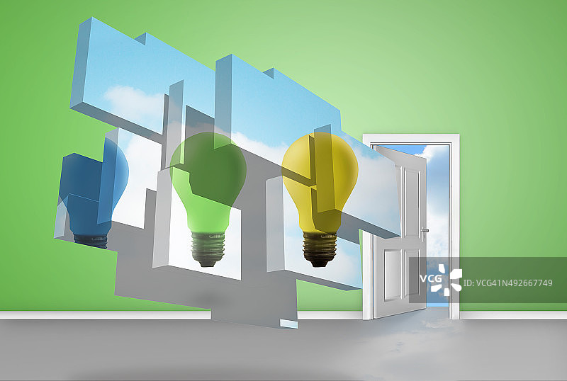 抽象屏幕上的灯泡合成图图片素材