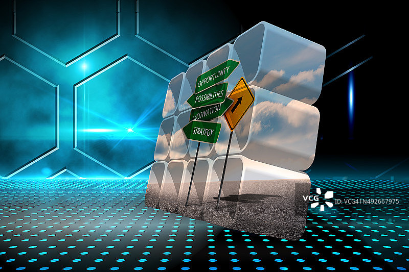 抽象屏幕上的路标合成图像图片素材