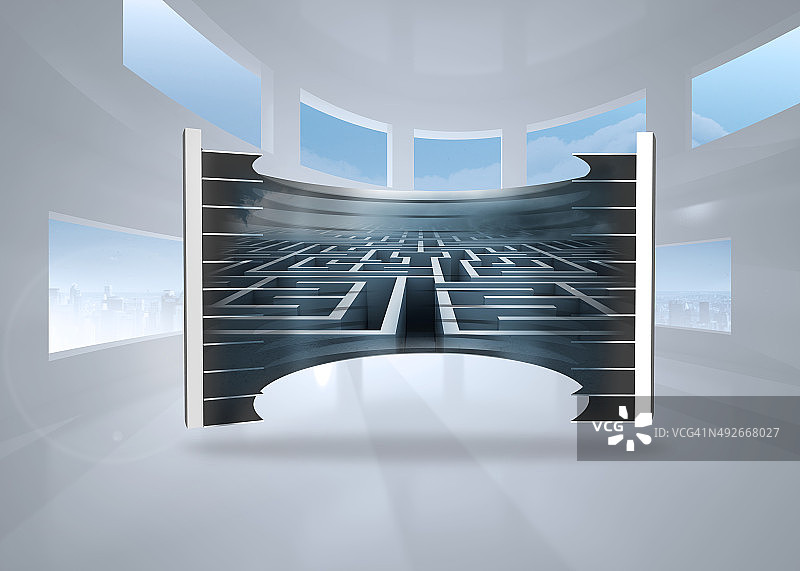 抽象屏幕上的迷宫合成图像图片素材