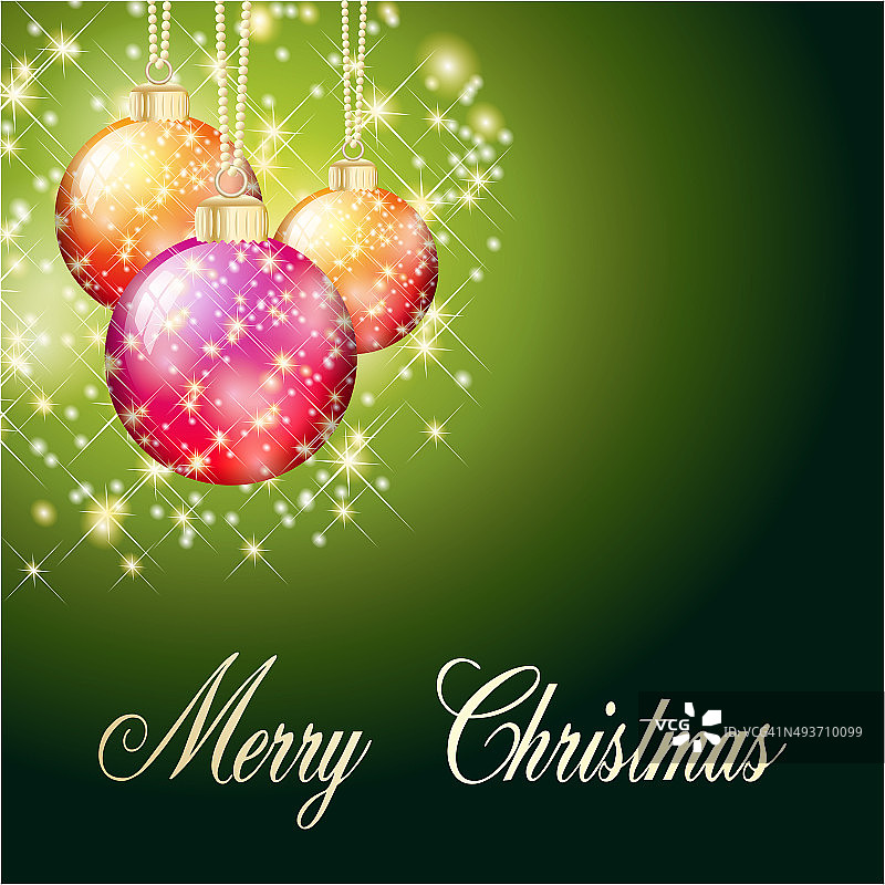 绿色圣诞球贺卡图片素材