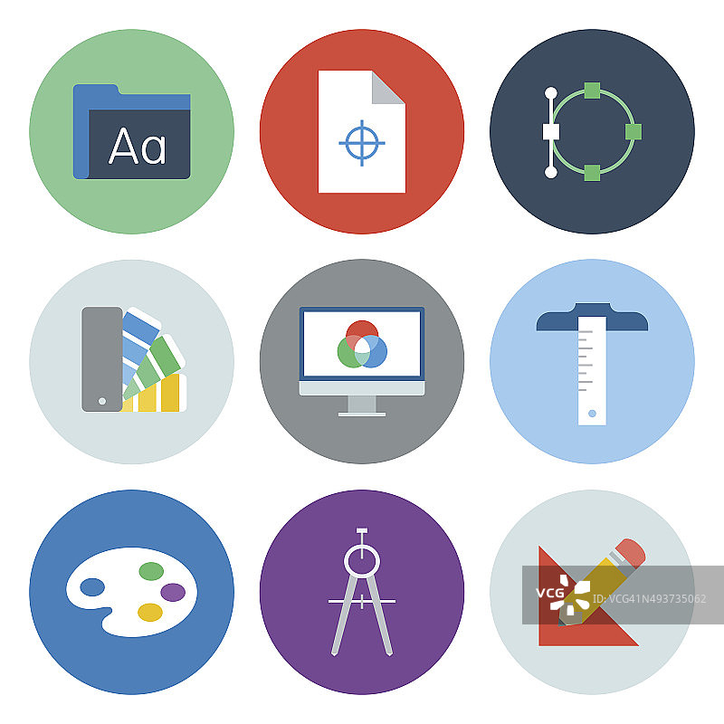 圆形系列平面设计图标图片素材