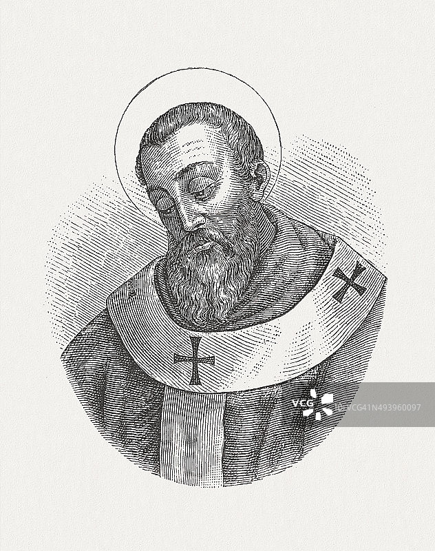 君士坦丁堡大主教格雷戈里·纳齐安祖斯（约公元329-389/390年），出版于1881年图片素材