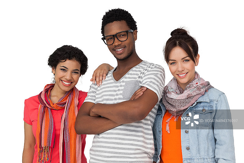 三位酷酷的年轻朋友的肖像图片素材
