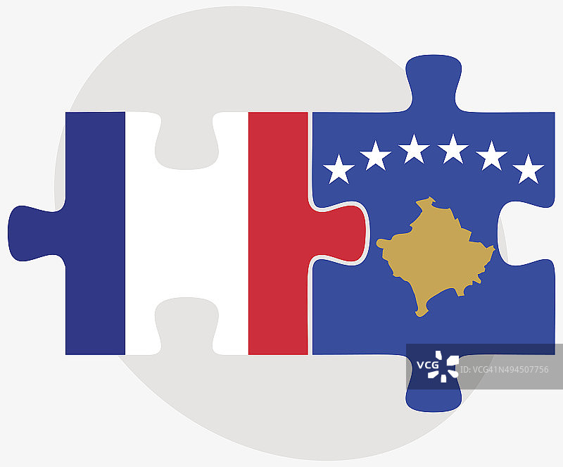 法国和科索沃旗帜图片素材