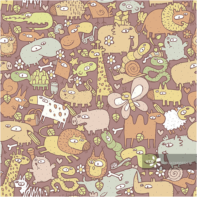 动物和物品无缝图案图片素材