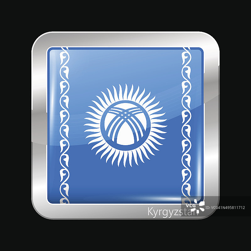 吉尔吉斯斯坦国旗金属方形图标图片素材