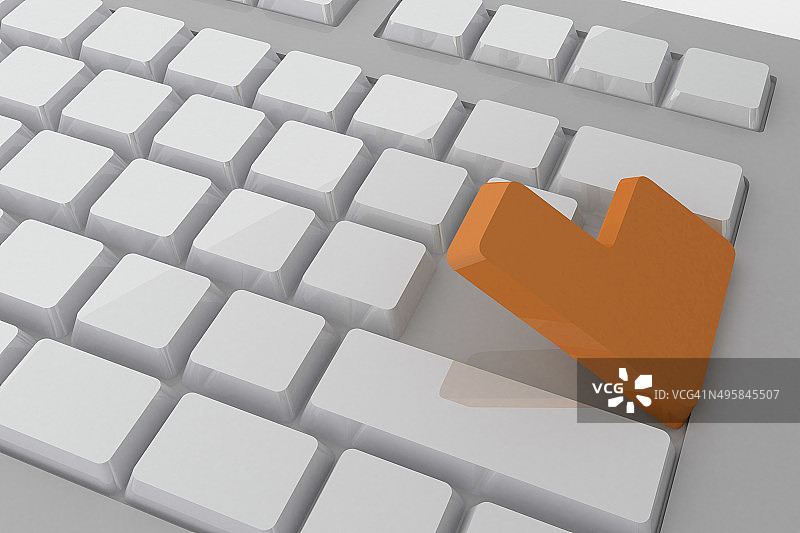 带橙色按键的白色键盘图片素材