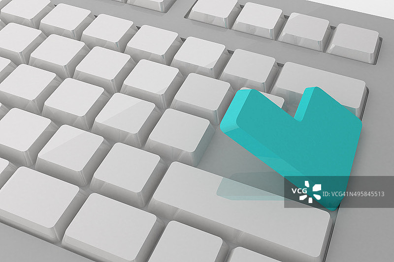 白色键盘与蓝色按键图片素材