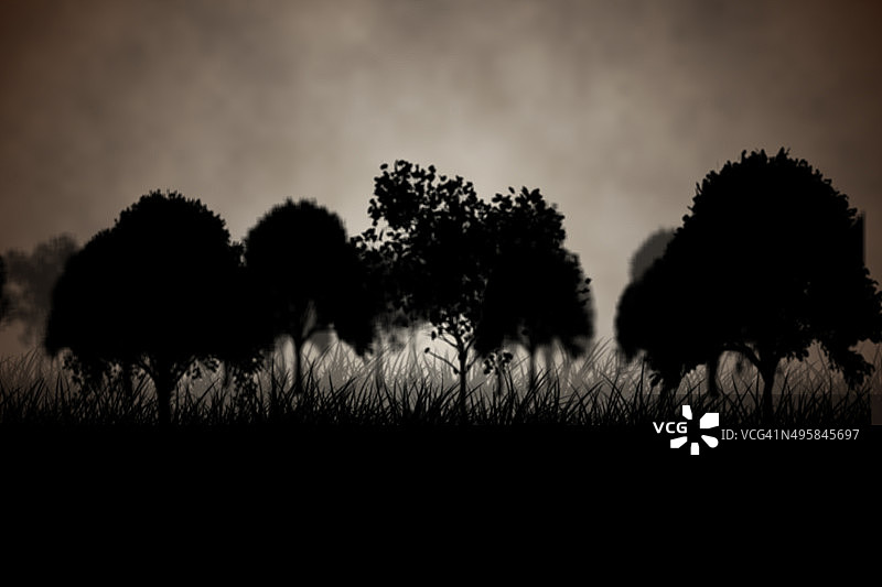 树木的深色哥特式场景图片素材
