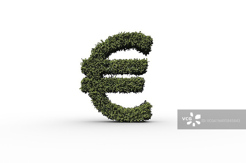 叶子组成的欧元符号图片素材