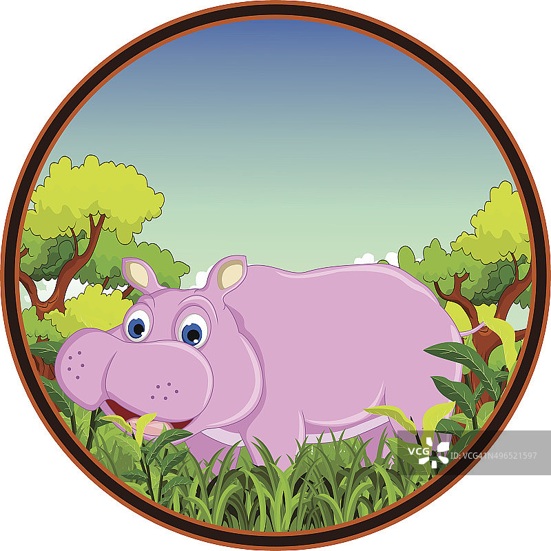 森林背景的河马图片素材