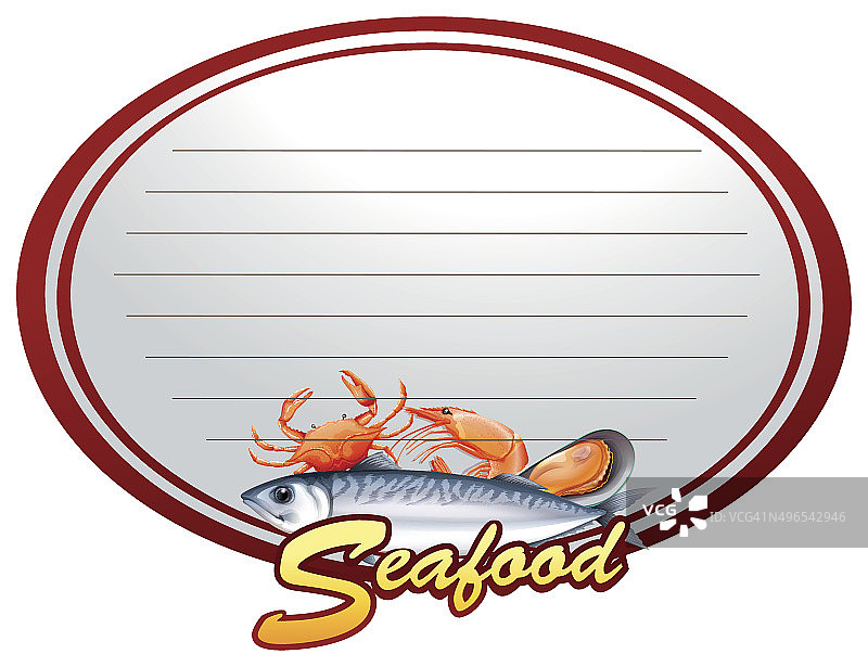 带有海鲜的线条纸设计图片素材