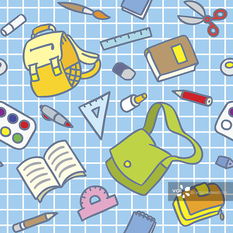 带教育用品的学校图案图片素材