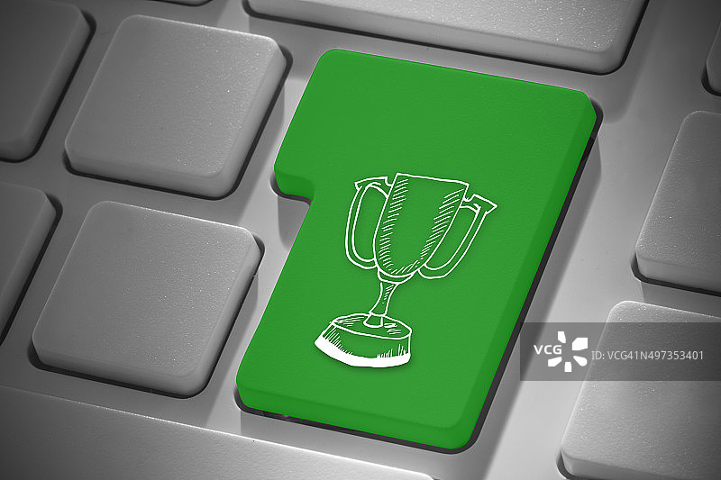 奖杯与回车键合成图像图片素材