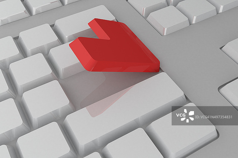 带有红色按键的白色键盘图片素材