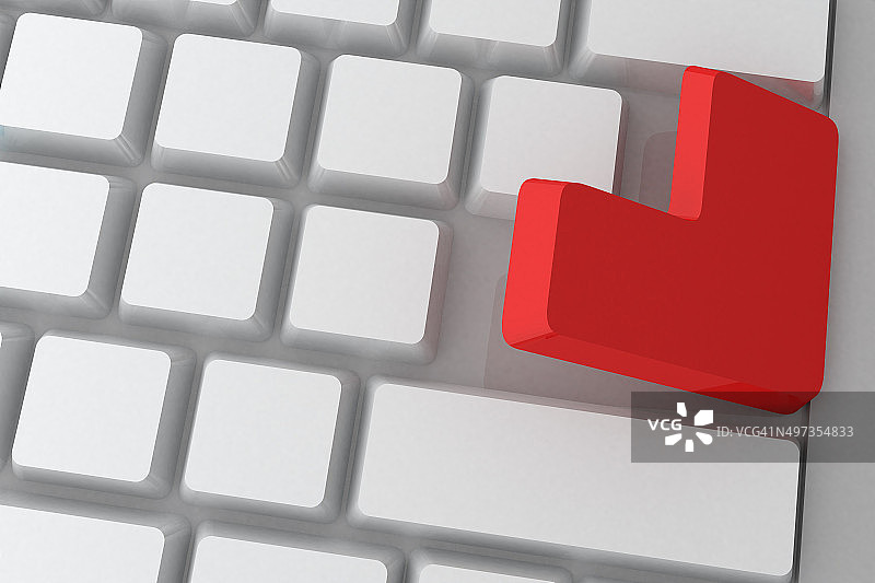 带有红色按键的白色键盘图片素材