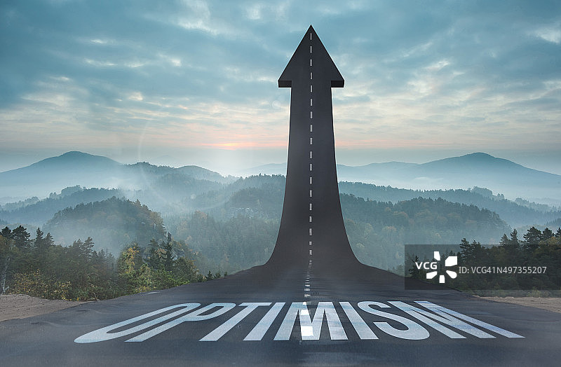 通往箭头的乐观之路图片素材