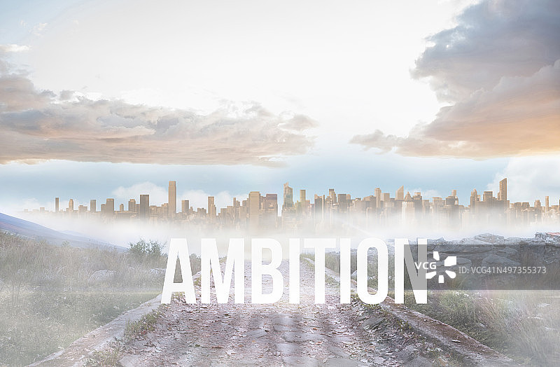 通往城市扩张的岩石道路上的雄心图片素材