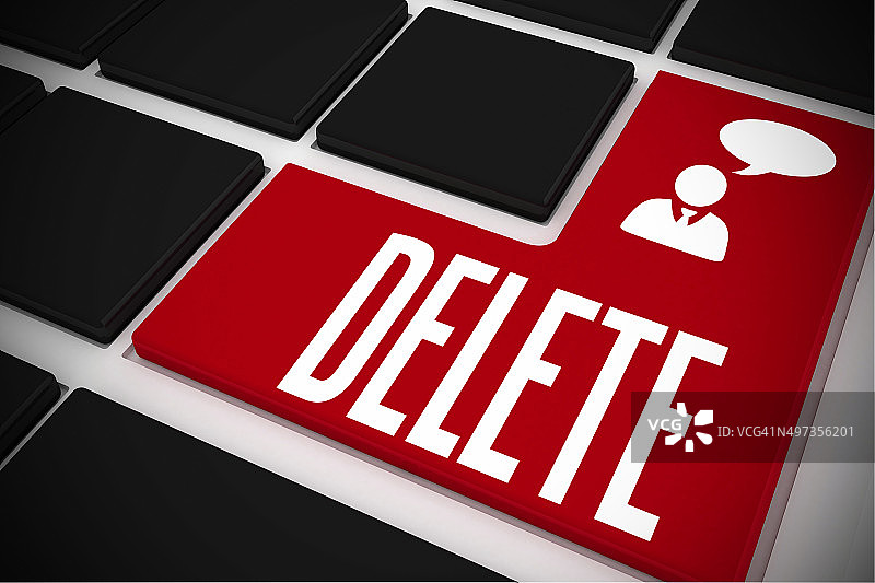 黑色键盘红色Delete键图片素材