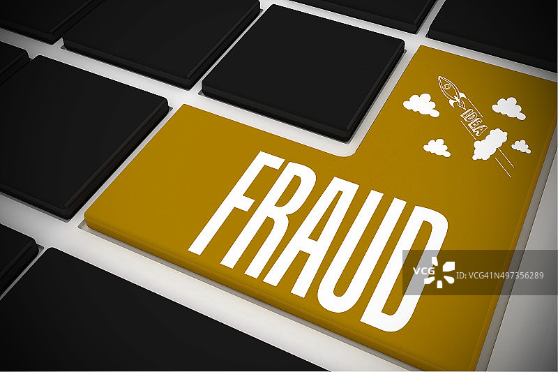 黑色键盘上的黄色按键，涉及欺诈图片素材