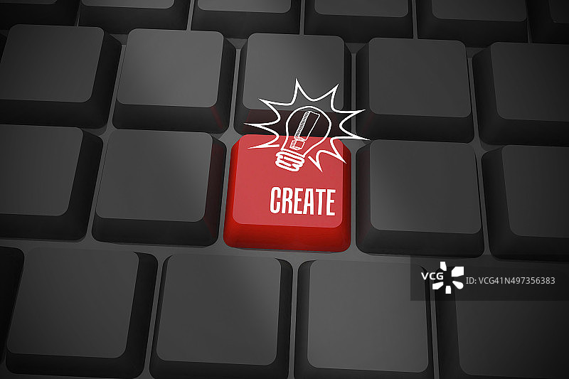 黑色键盘上的红色按键图片素材