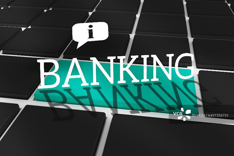 银行主题：黑色键盘蓝色按键图片素材