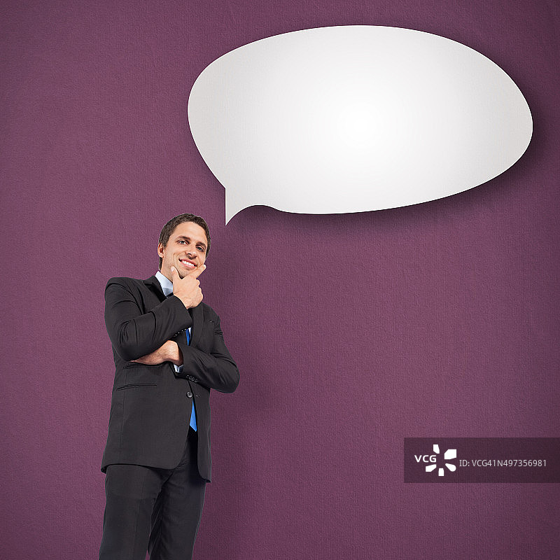 沉思的商务男士托下巴合成图像图片素材