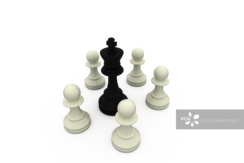 被白色小兵包围的黑国王图片素材