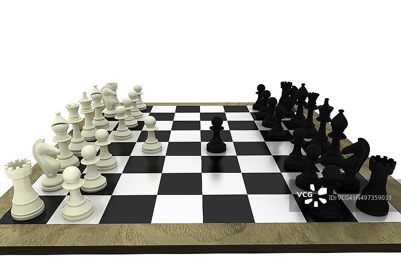 棋盘上的黑白国际象棋棋子图片素材