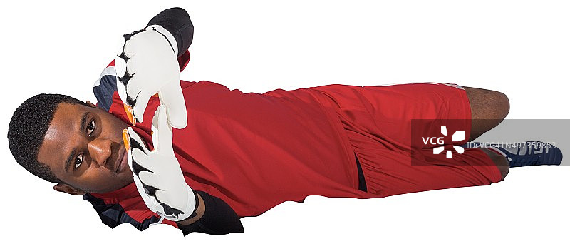 红色守门员的扑救图片素材