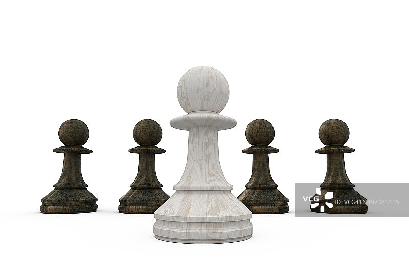 白色兵卒站在黑色兵卒前面图片素材