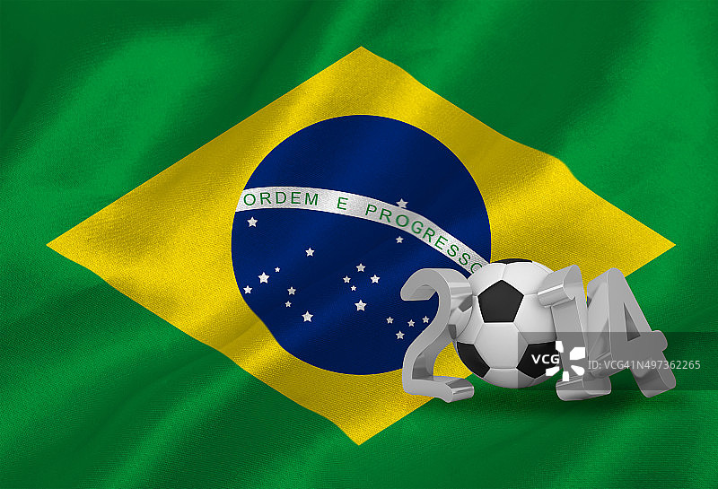 带有巴西国旗的世界杯2014图片素材