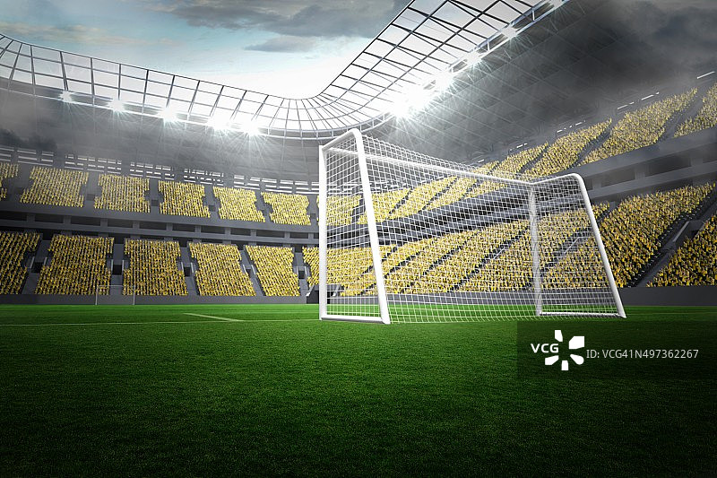 灯光明亮的大型足球场图片素材