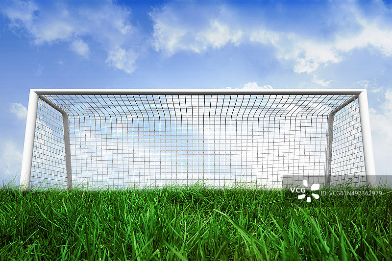 蓝天下草地上的球门柱图片素材