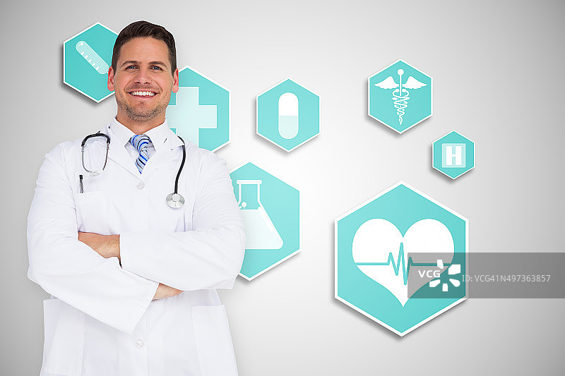 英俊医生交叉双臂合成图像图片素材