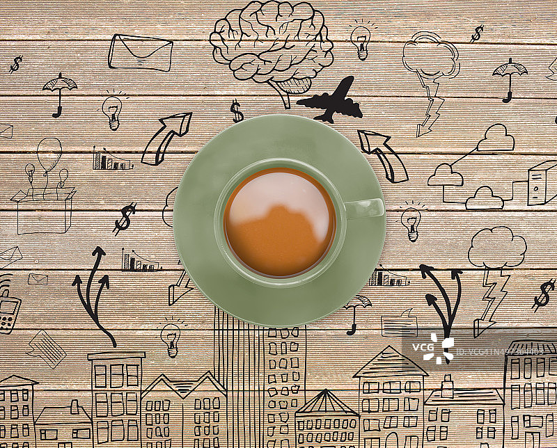 绿色咖啡杯合成图图片素材