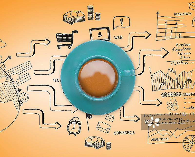 蓝色咖啡杯合成图图片素材