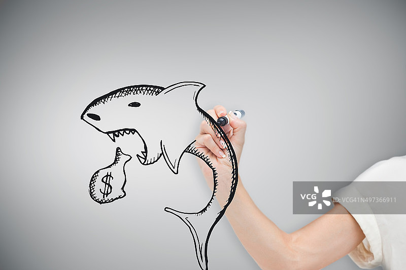 女商人绘制高利贷者的合成图像图片素材