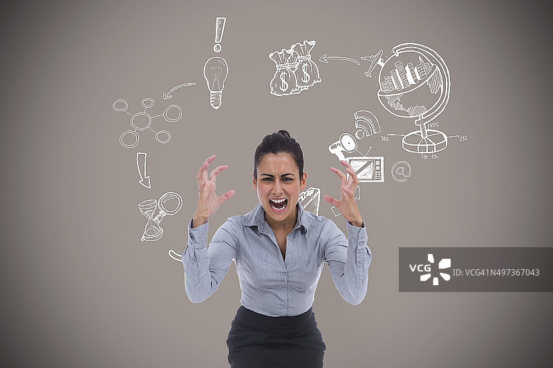 愤怒的女商人手势合成图像图片素材