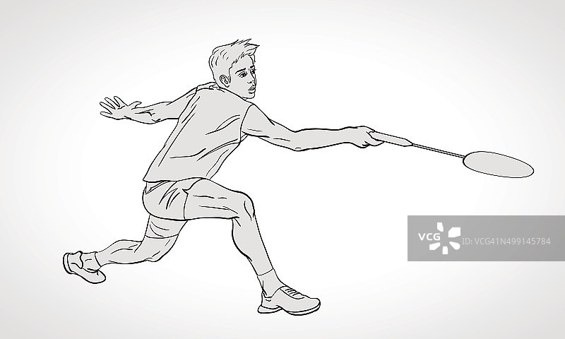 羽毛球运动员手绘矢量插画图片素材