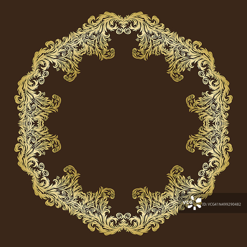 矢量复古华丽皇家金色花卉框架图片素材