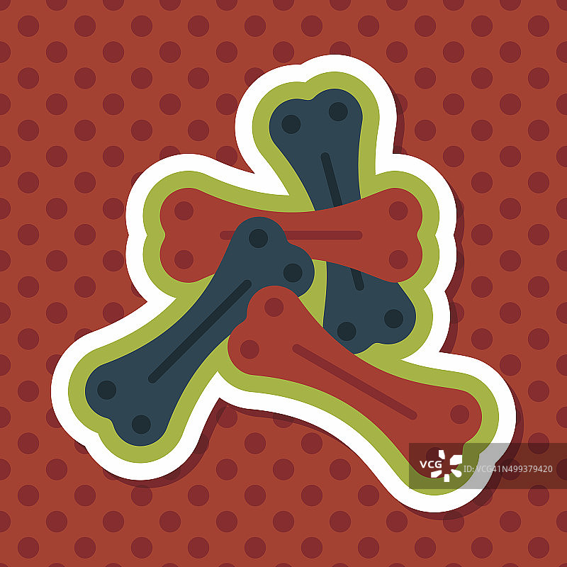 宠物骨头扁平图标，长阴影图片素材