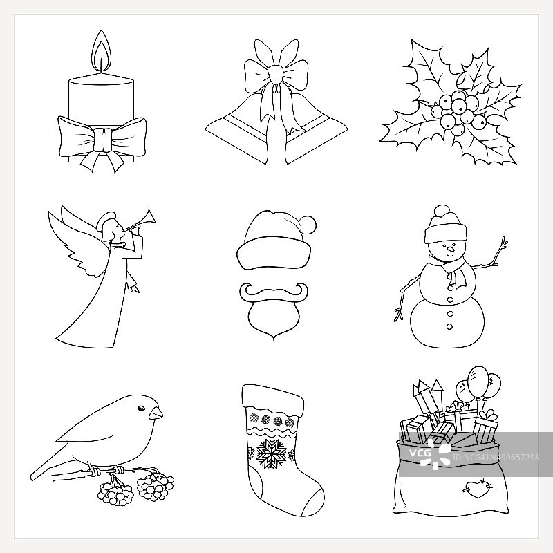 圣诞节细线图标集图片素材