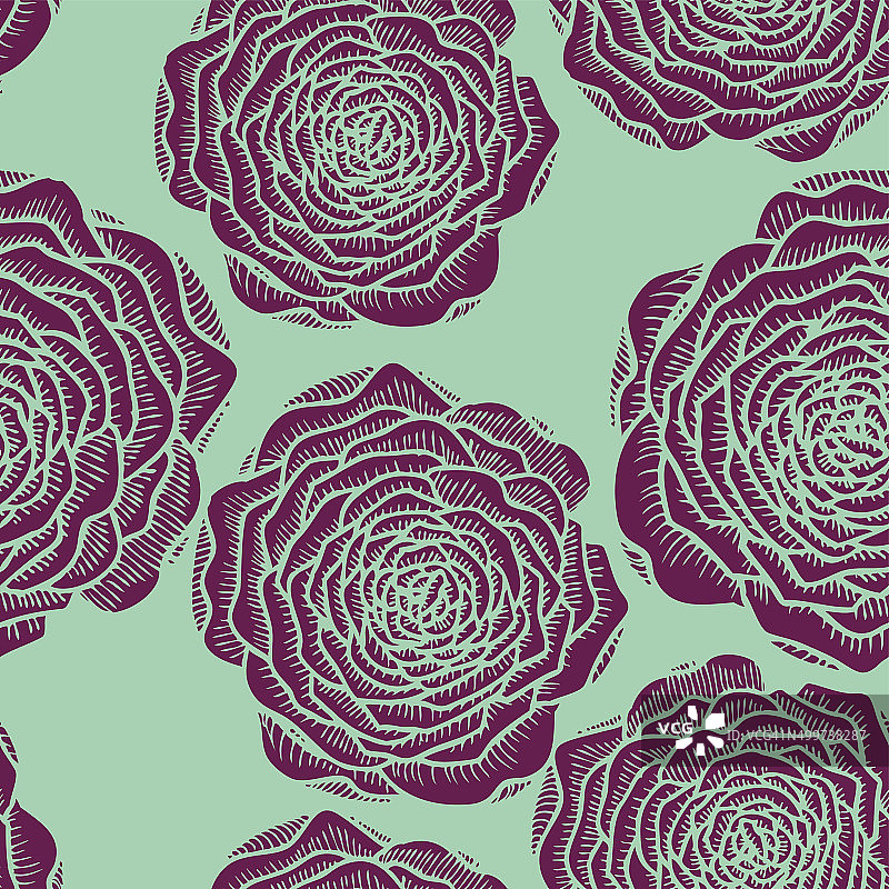 矢量玫瑰花卉无缝图案图片素材