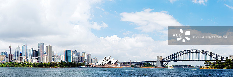 水上视角的悉尼天际线图片素材