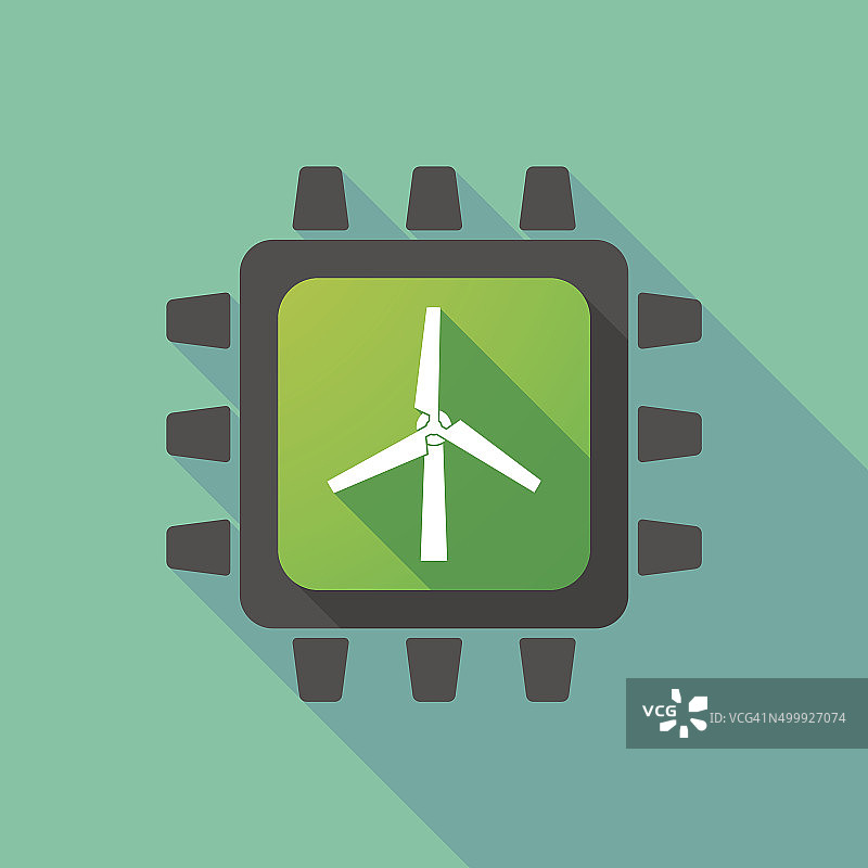 带有风力发电机的CPU图标图片素材