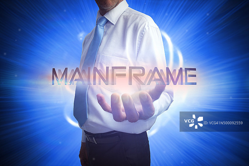 商人展示单词“大型机”图片素材
